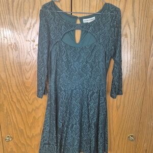 Almost Famous Teal Lace Long Sleeve Dress